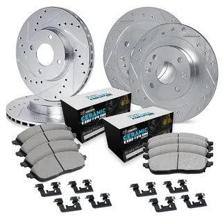 R1 Concepts WGTH2-73002 Brake Rotors - D/S - Silver W/ Euro Ceramic Pads & Hdw